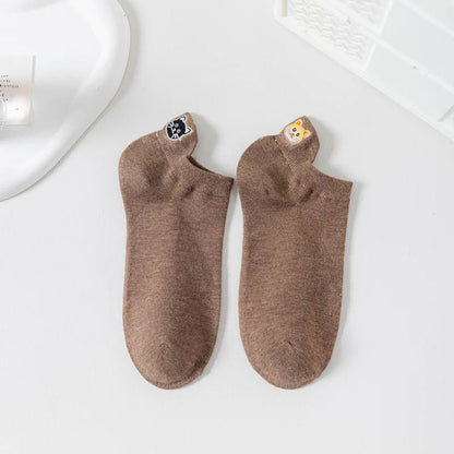 Lässige Calcetines de Hilo con Katzenstickerei