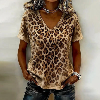 Inspiración Vintage Camiseta Premium Cotton con Leopardenmuster