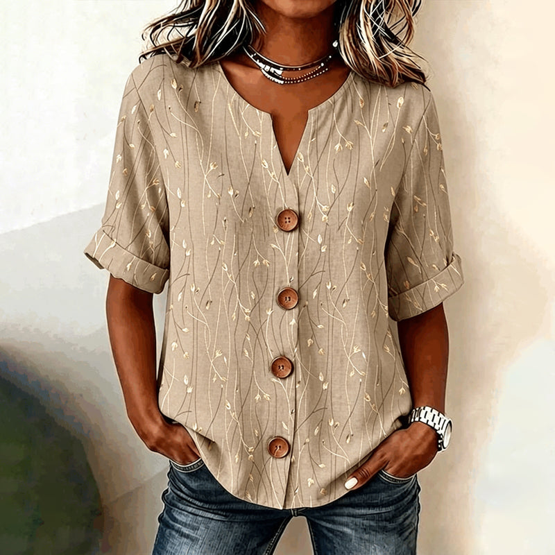 Inspiración Vintage-Blusa de Seda con Blattmuster