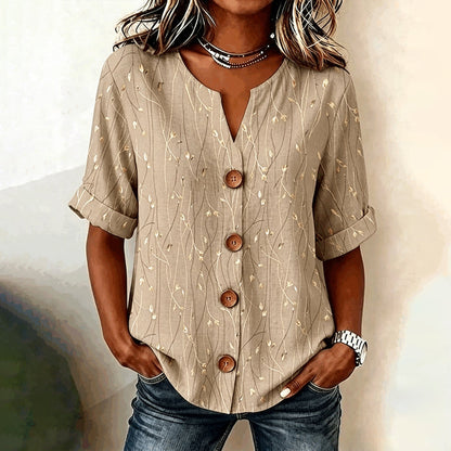 Inspiración Vintage-Blusa de Seda con Blattmuster