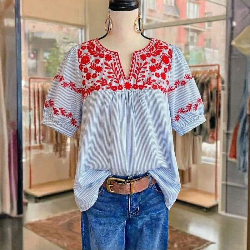 Inspiración Vintage-Blusa de Seda con Motivo Botánico