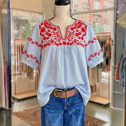 Inspiración Vintage-Blusa de Seda con Motivo Botánico