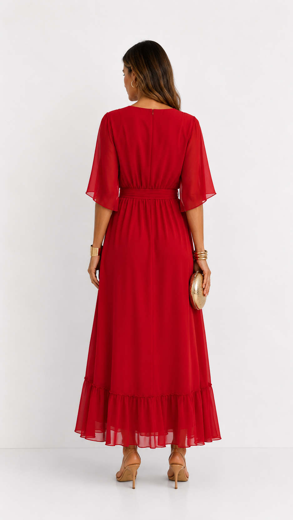 Isabelle | Elegant Chiffon Wrap Vestido Maxi