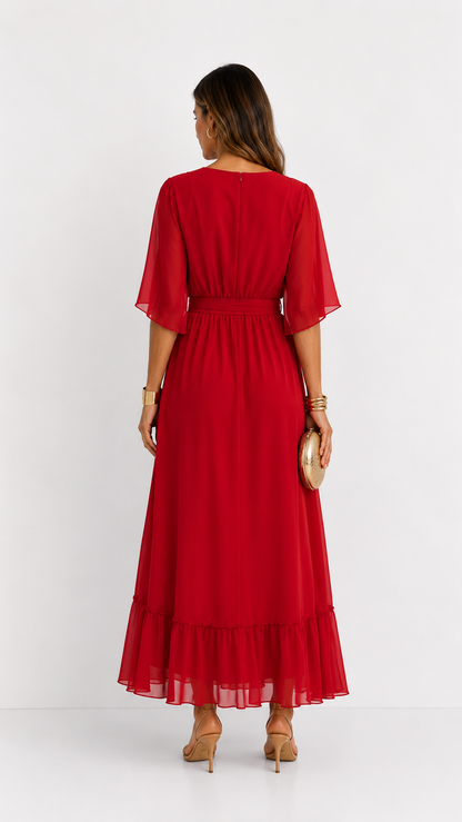 Isabelle | Elegant Chiffon Wrap Vestido Maxi