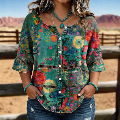Emily | Inspiración Vintage Floral Print Blusa