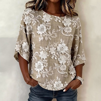 Inspiración Vintage-Blusa de Seda con Motivo Botánico