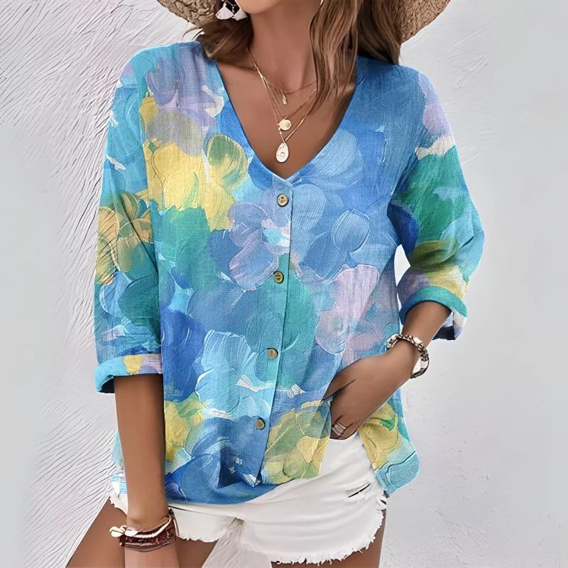 【Lange Ärmel】Lässige Bunte Blusa de Seda