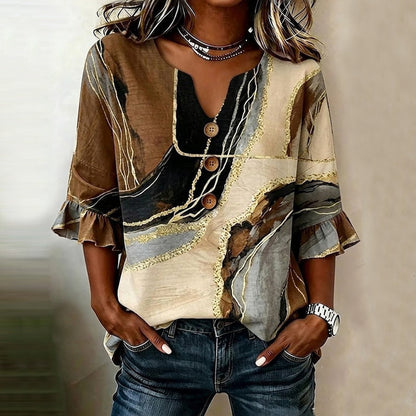 Inspiración Vintage-Blusa de Seda con Efecto Degradado Líquido