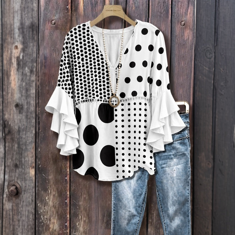 Inspiración Vintage-Blusa de Seda con Polka-Dots