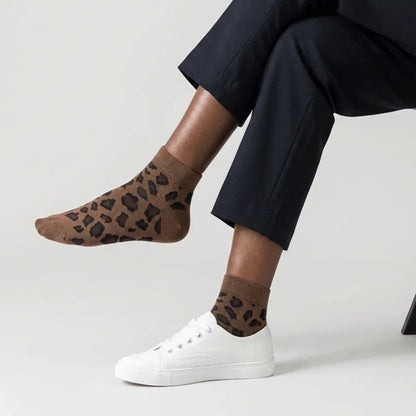 Inspiración Vintage-Calcetines de Hilo con Leopardenmuster