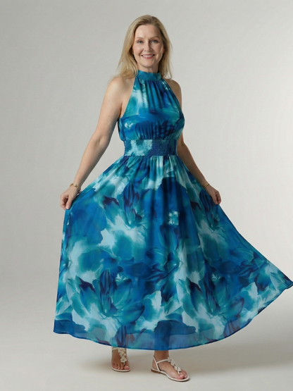 Sylin | Gathered Halter Vestido Midi