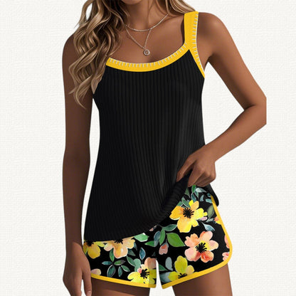 Marina | Ruffled Tankini Premium con Ruffles y Bermudas