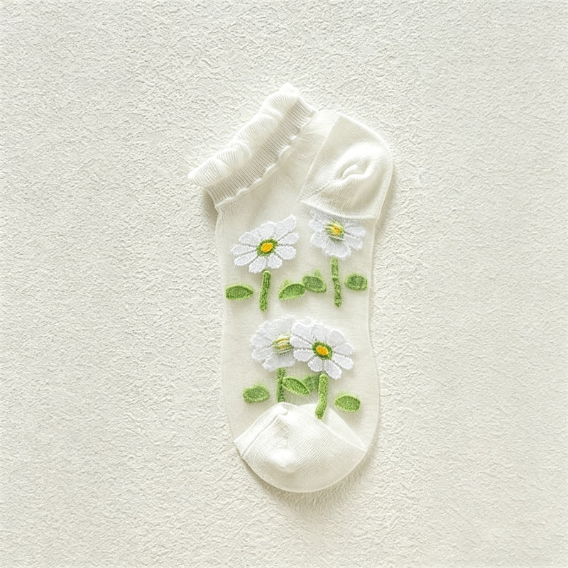 Atmungsaktive Calcetines de Hilo con Motivo Botánico