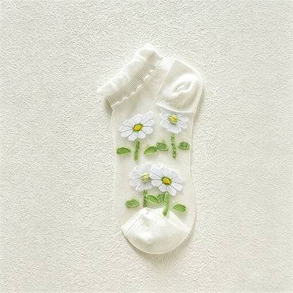 Atmungsaktive Calcetines de Hilo con Motivo Botánico