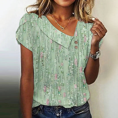 Ivy | Casual Refinado Printed Button Blusa