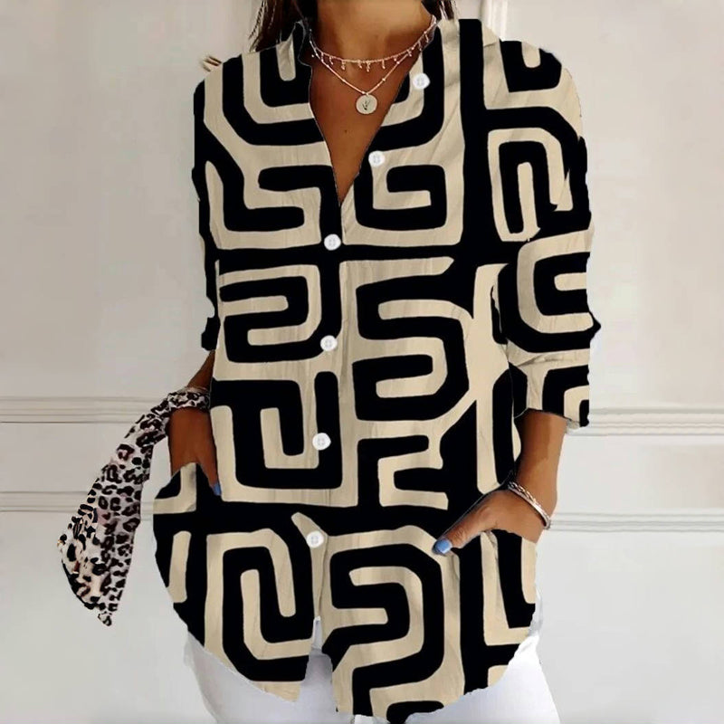 Amelia | Geometric Print Blusa