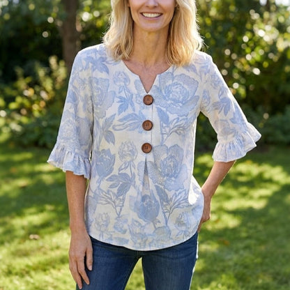Inspiración Vintage-Blusa de Seda con Motivo Botánico