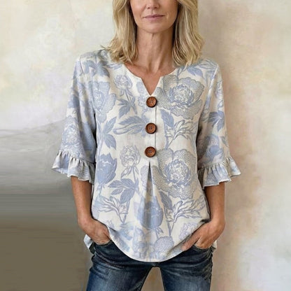 Inspiración Vintage-Blusa de Seda con Motivo Botánico