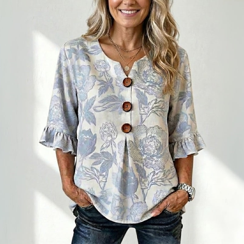 Inspiración Vintage-Blusa de Seda con Motivo Botánico