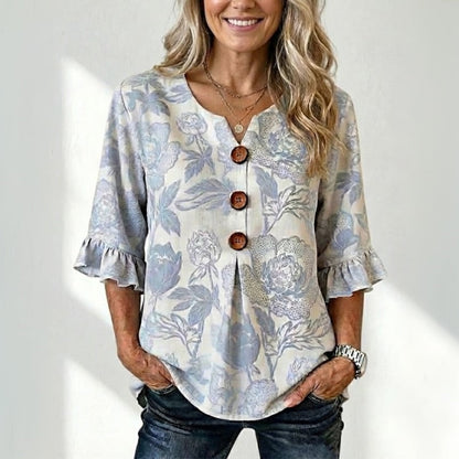 Inspiración Vintage-Blusa de Seda con Motivo Botánico