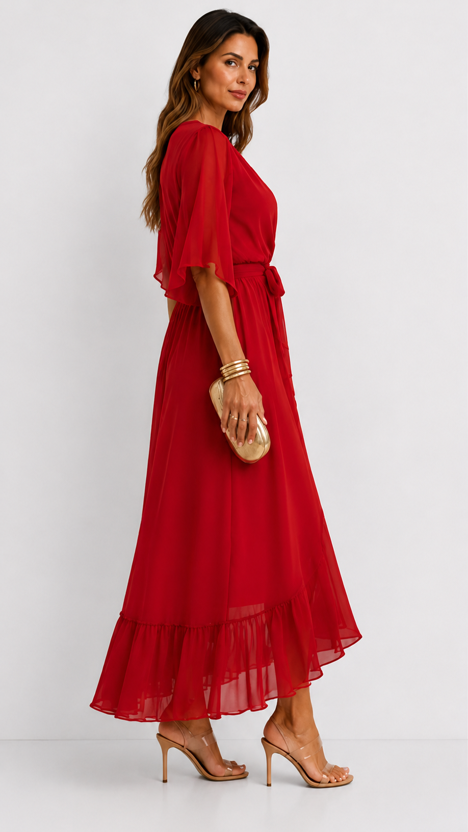 Isabelle | Elegant Chiffon Wrap Vestido Maxi