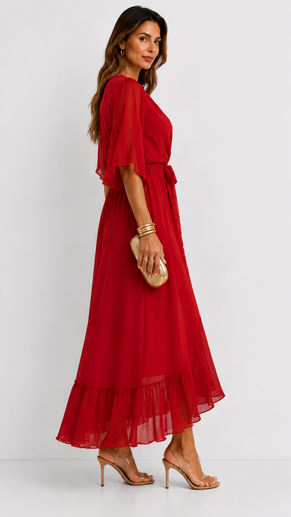 Isabelle | Elegant Chiffon Wrap Vestido Maxi