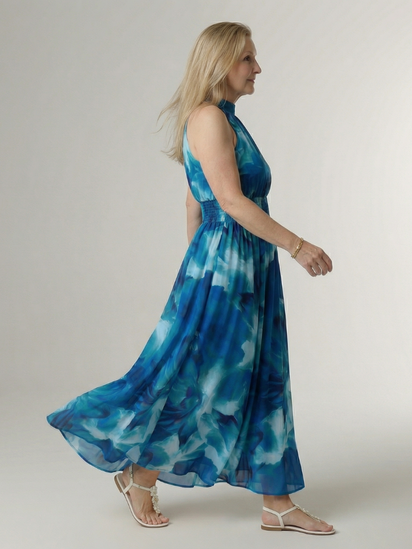 Sylin | Gathered Halter Vestido Midi