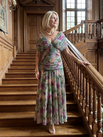 Calen | Off Shoulder Flow Vestido Midi