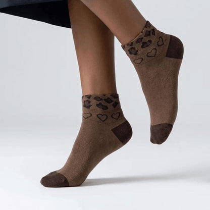 Inspiración Vintage-Calcetines de Hilo con Leopardenmuster