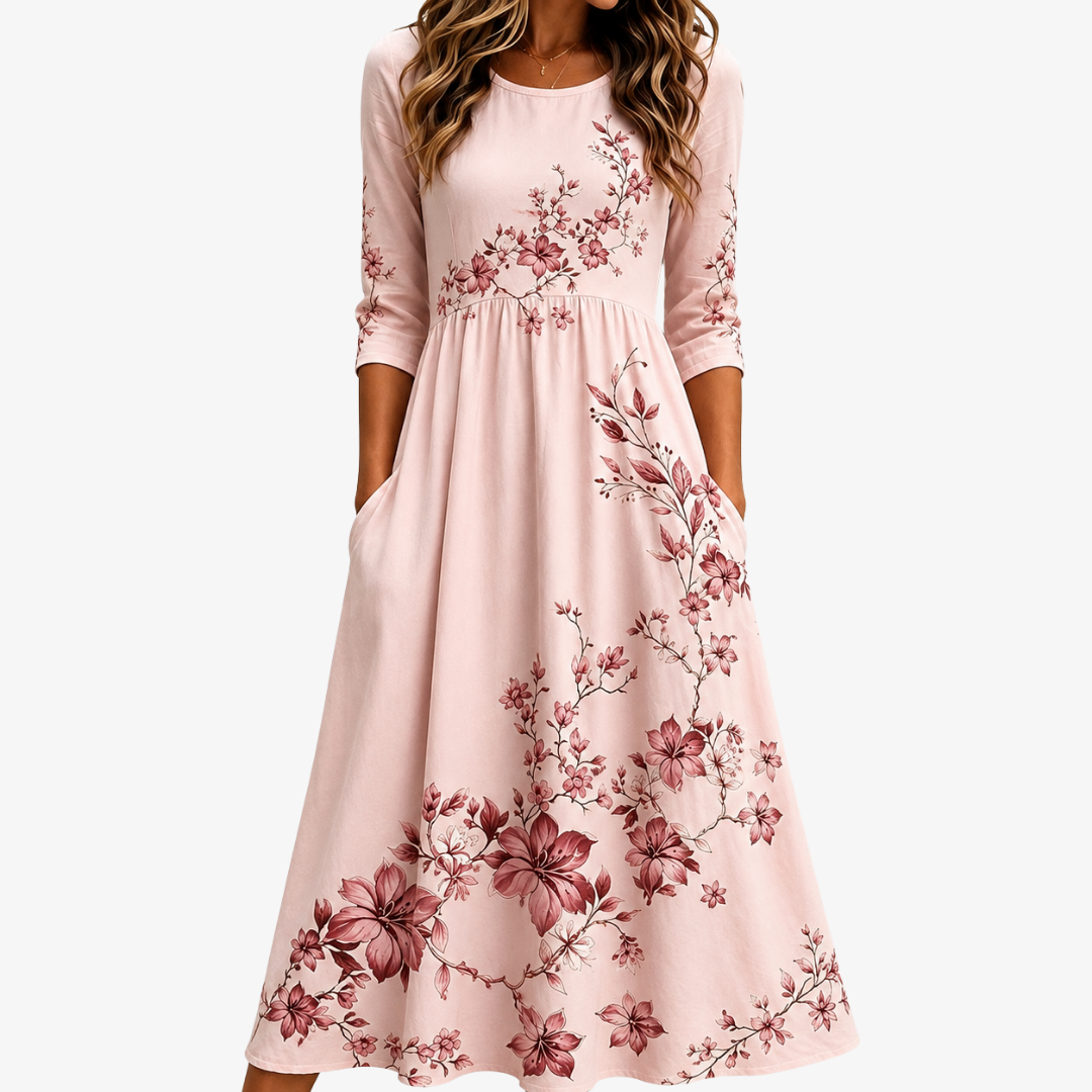 Rose Jardín Botánico Charm con Bolsillos Invisibles Vestido Midi