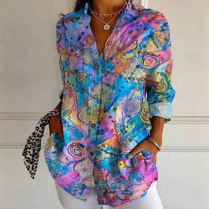 Isabella | Inspiración Vintage Abstract Print Blusa