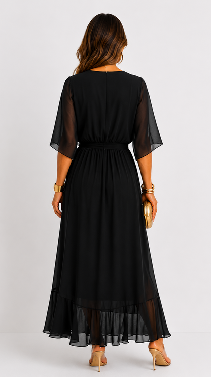 Isabelle | Elegant Chiffon Wrap Vestido Maxi