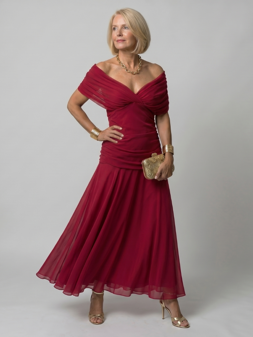Calen | Off Shoulder Flow Vestido Midi