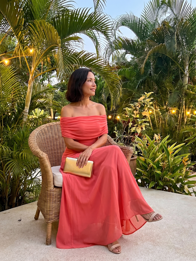 June | Off Shoulder Draped Vestido Midi