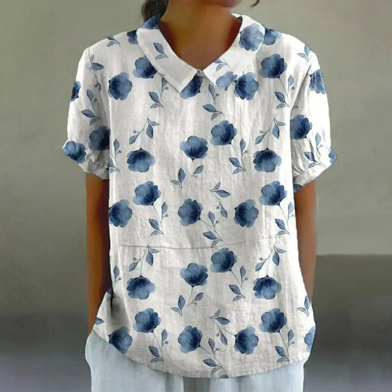 Inspiración Vintage-Blusa de Seda con Motivo Botánico