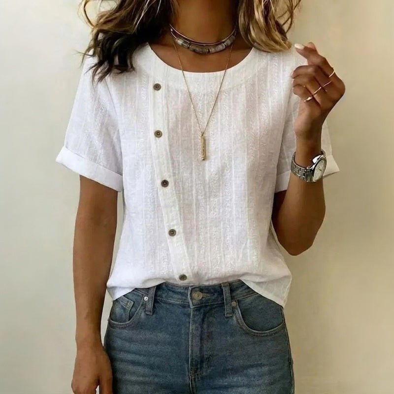 Lässige Einfarbige Blusa de Seda