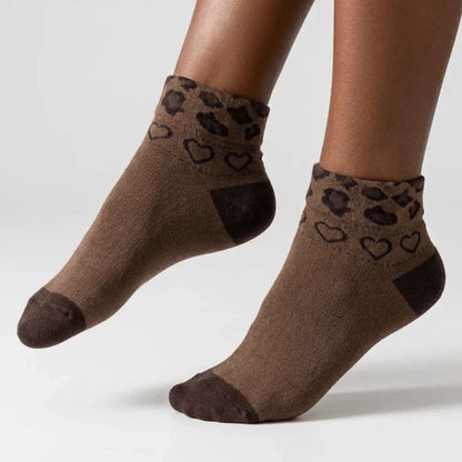 Inspiración Vintage-Calcetines de Hilo con Leopardenmuster