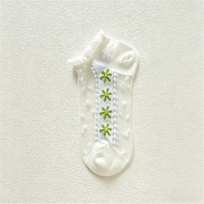 Atmungsaktive Calcetines de Hilo con Motivo Botánico