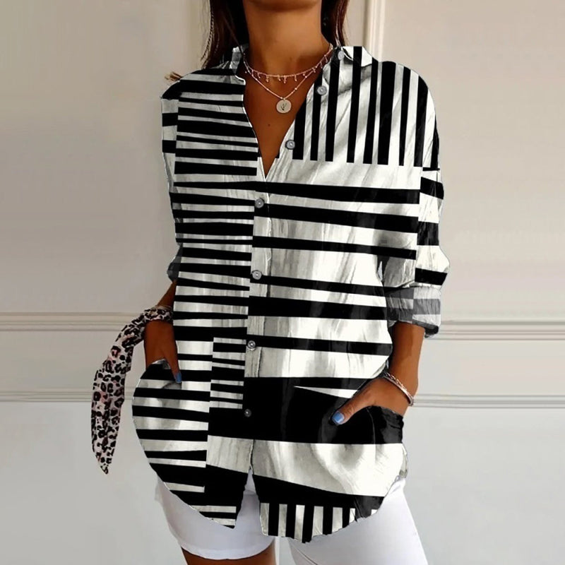 Carol | Casual Refinado Striped Blusa