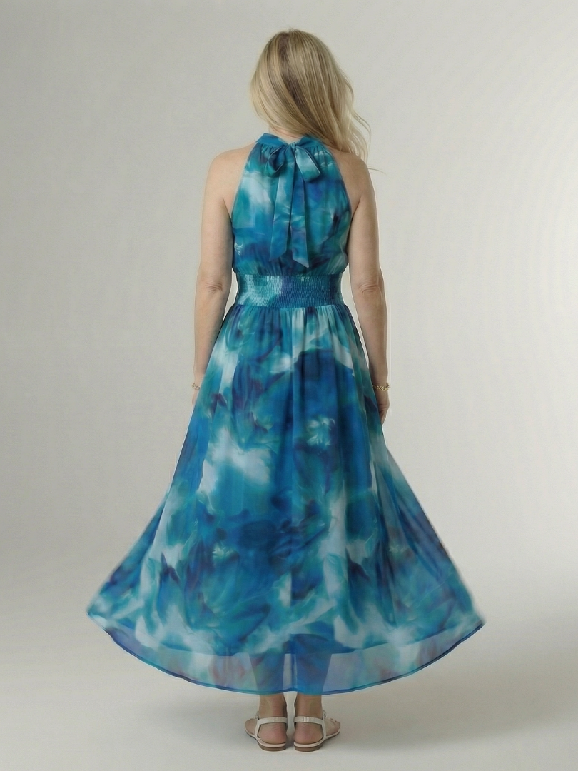 Sylin | Gathered Halter Vestido Midi