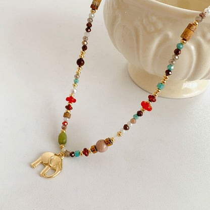 Bunte Perlenkette de Boho-Stil