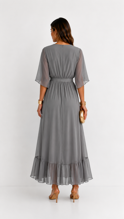 Isabelle | Elegant Chiffon Wrap Vestido Maxi