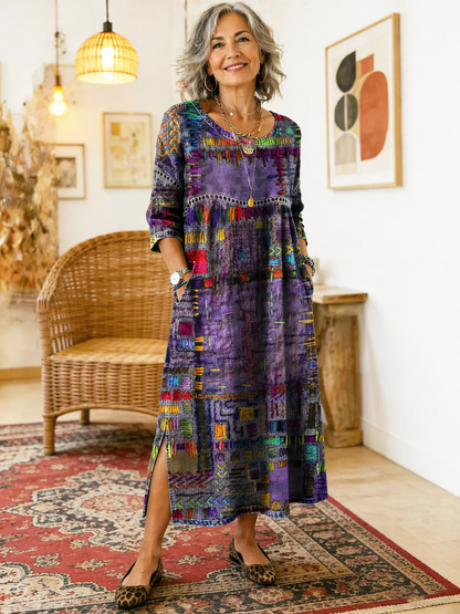 Sophie | Ethnic Mosaico de Texturas Vestido