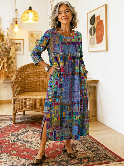 Sophie | Ethnic Mosaico de Texturas Vestido