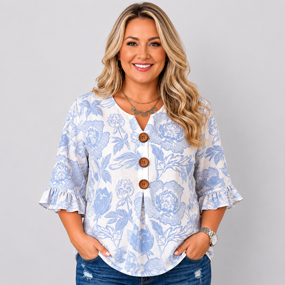 Aria | Inspiración Vintage Floral Print Blusa