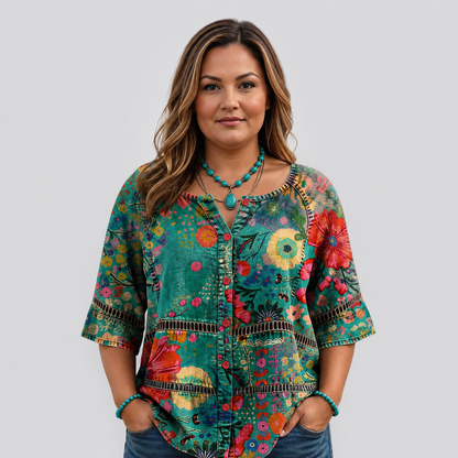 Emily | Inspiración Vintage Floral Print Blusa