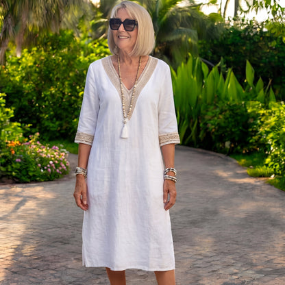Élisa – Elegant Half-Sleeve Vestido con V-Neck