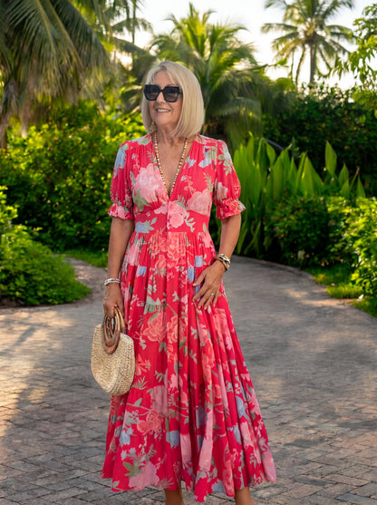 Miriam – Floral Vestido con V-Neck