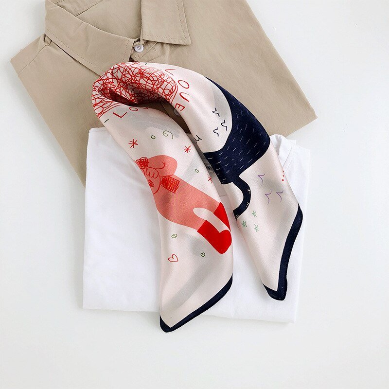 【100% Seide】Casual Refinado Foulard de Cachemira con Ilustración Felina