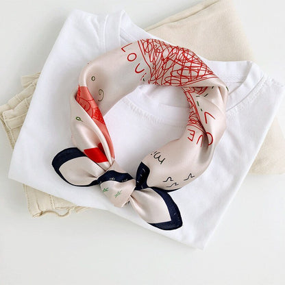 【100% Seide】Casual Refinado Foulard de Cachemira con Ilustración Felina